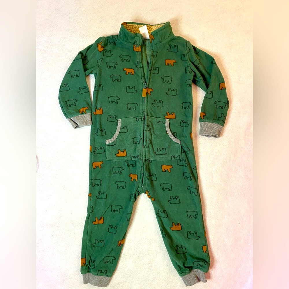 Carter's Green and Orange Footies with Long Sleeves